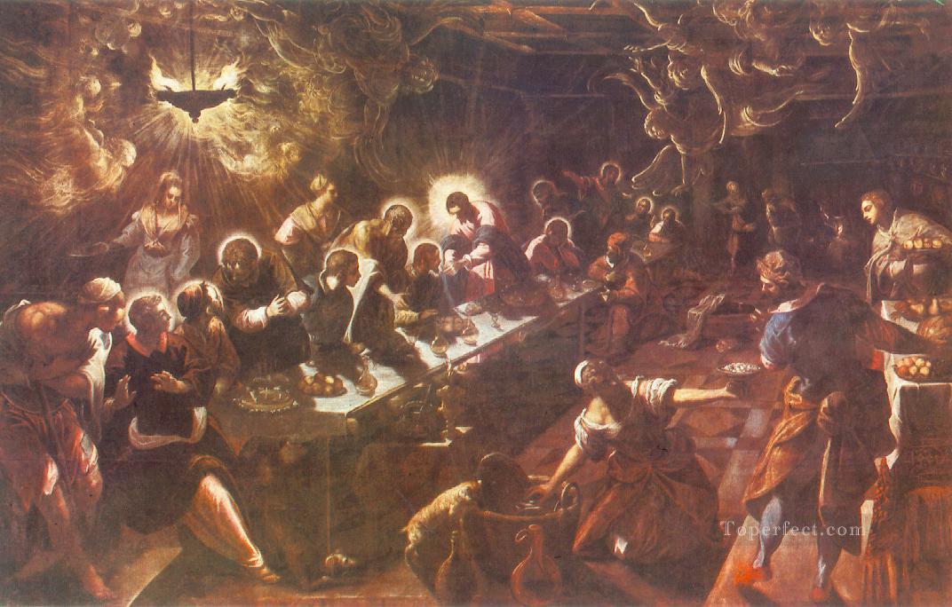 La Cène italien Tintoretto Religieuse Christianisme Peintures à l'huile